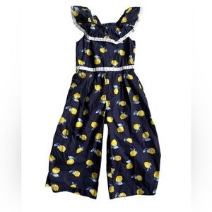 Janie and Jack Lemon Print Ruffle Jumpsuit